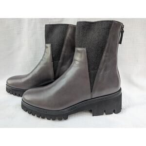 Homer's Women's Kelly Asphalt Leather Ankle Boots Sz 39 US 9 Poncho Asphalt